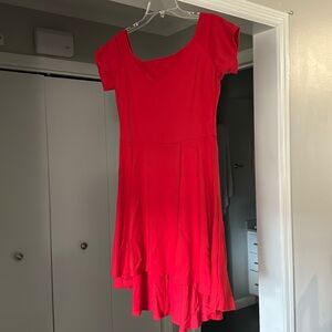 Red off the shoulder dress